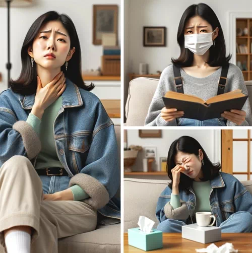 알레르기 비염 증상 알레르기 비염 증상을 앓고 있는 여성 이미지